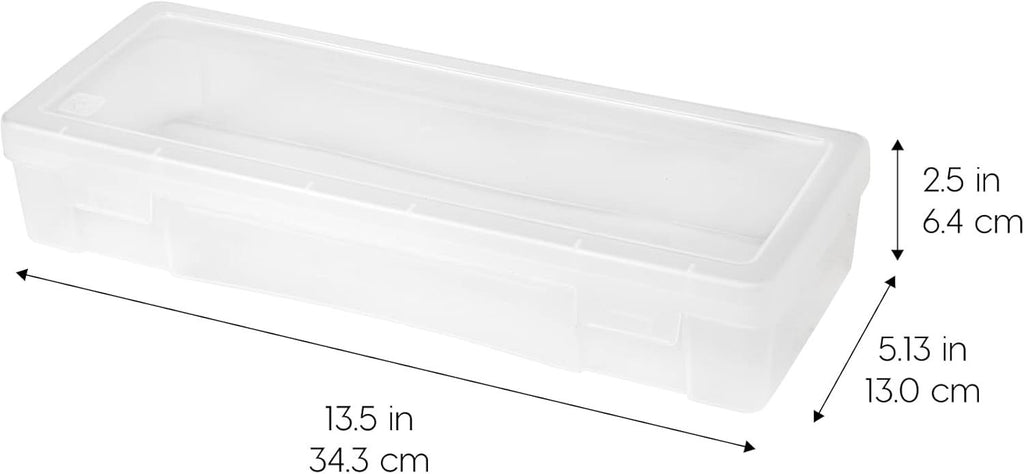 Pencil Case Boxes, 6-Pack, |Made in USA|, Plastic Bead Organizing Containers with Snap Lid for Arts, Crafts, & Stickers, Clear - Large
