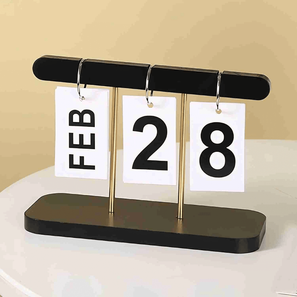 Perpetual Daily Flip Calendar for Desk Reusable Office Desktop Decor Home Accessories Photography Props