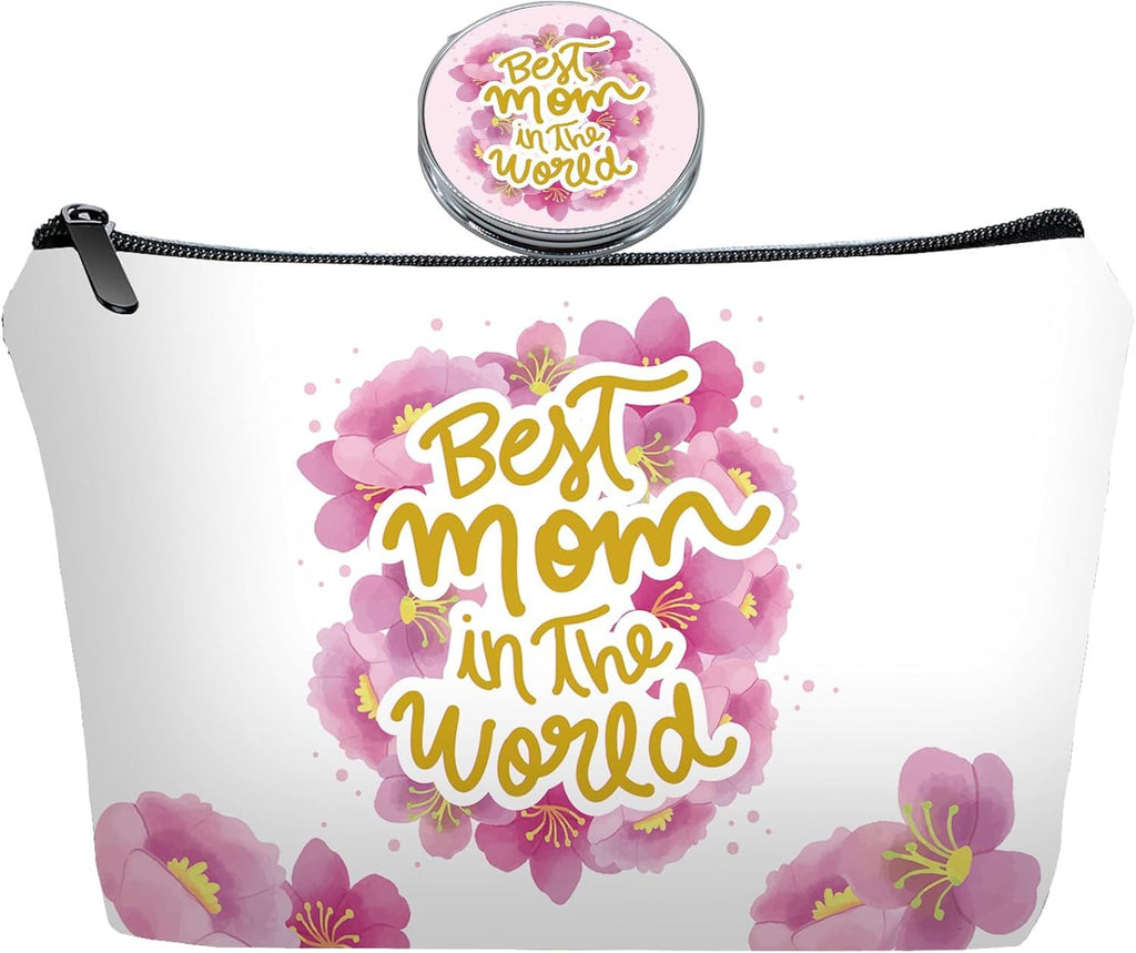 Personalized Best mom Travel Makeup Cosmetic Bag set with Mirror for women mom,Mama Makeup Bag organizer kit for Travel & Daily Use,Mom Gifts From Daughter sons for Mother