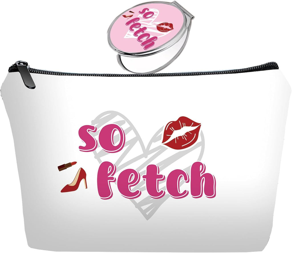 Personalized funny so fetch Travel Makeup Cosmetic Bag set with Mirror for women girls,So Fetch Themed Makeup Bag organizer kit for Travel & Daily Use,so fetch Gifts for Women Mom Girls