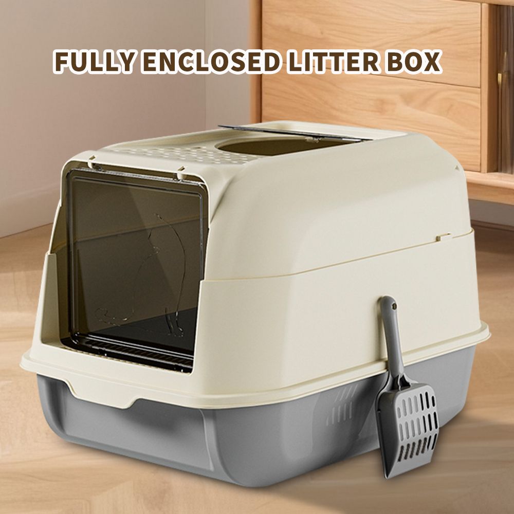 Pet Litter Box Fully Enclosed Spillproof Deodorant Cat Toilet Two-Way Shovel Large Capacity Cat Toilet Litter Box Closed Sandbox