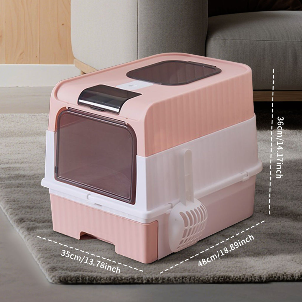 Pet Litter Box Fully Enclosed Spillproof Deodorant Cat Toilet Two-Way Shovel Large Capacity Cat Toilet Litter Box Closed Sandbox