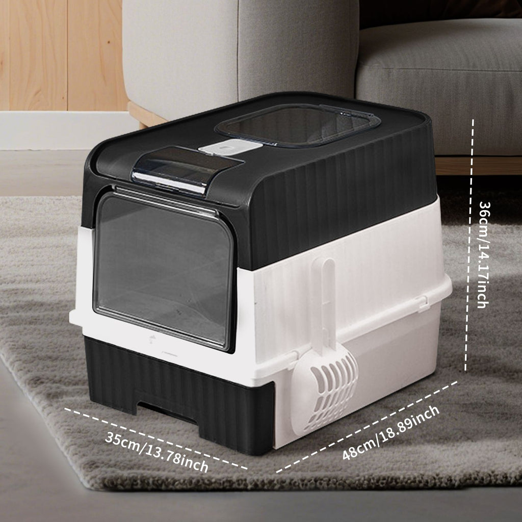 Pet Litter Box Fully Enclosed Spillproof Deodorant Cat Toilet Two-Way Shovel Large Capacity Cat Toilet Litter Box Closed Sandbox