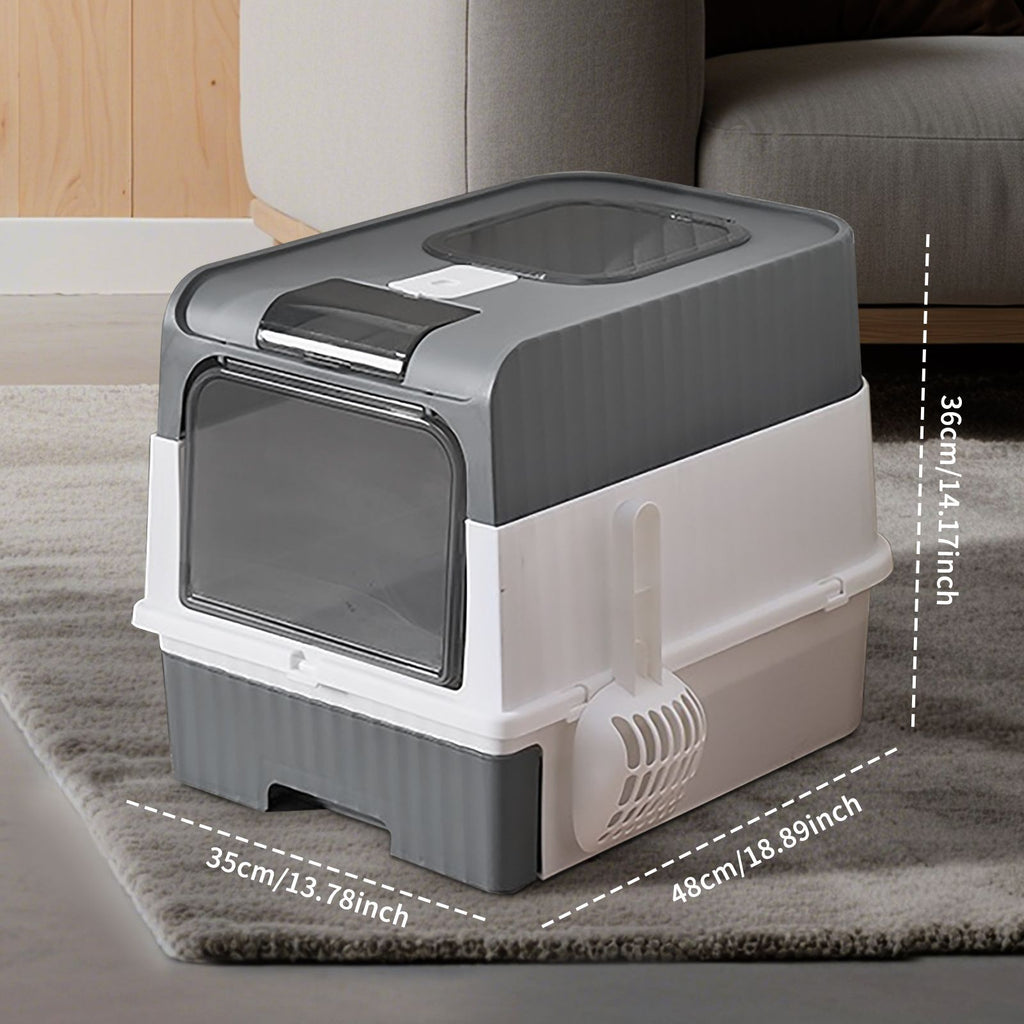 Pet Litter Box Fully Enclosed Spillproof Deodorant Cat Toilet Two-Way Shovel Large Capacity Cat Toilet Litter Box Closed Sandbox