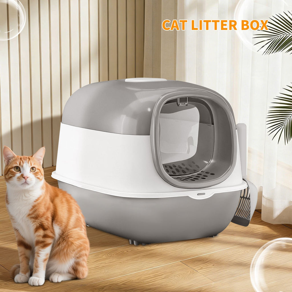 Pet Litter Box Fully Enclosed Spillproof Deodorant Cat Toilet Two-Way Shovel Large Capacity Cat Toilet Litter Box Closed Sandbox