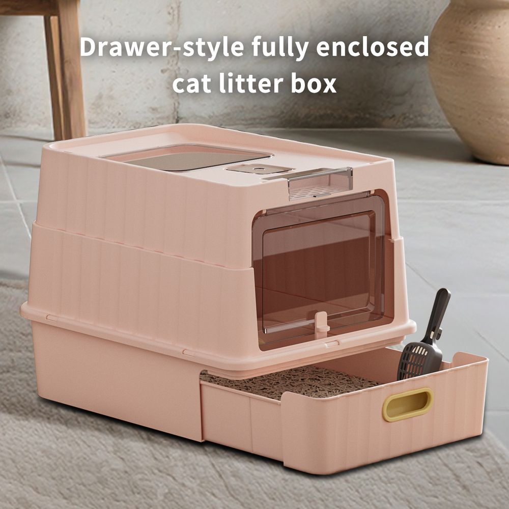 Pet Litter Box Fully Enclosed Spillproof Deodorant Cat Toilet Two-Way Shovel Large Capacity Cat Toilet Litter Box Closed Sandbox