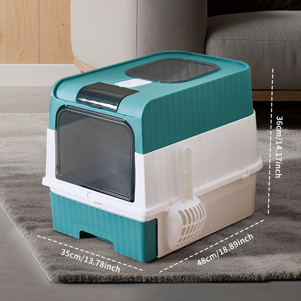 Pet Litter Box Fully Enclosed Spillproof Deodorant Cat Toilet Two-Way Shovel Large Capacity Cat Toilet Litter Box Closed Sandbox