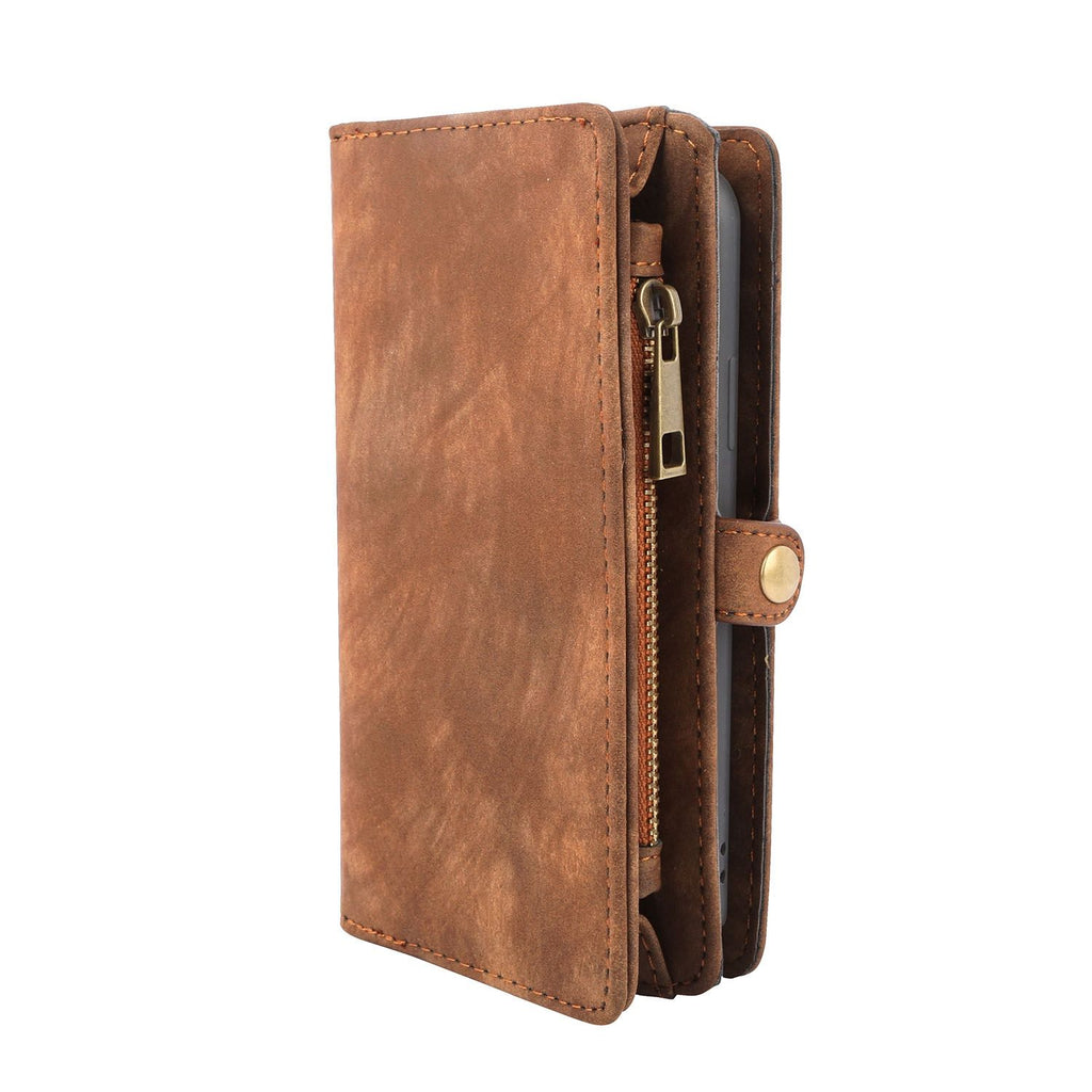 Phone Wallet Case For iOS Phone 8 Portable Wallet Case 2 in 1 Leather Zipper Magnetic Detachable 13 Card Slots Money Pocket Clutch Cover W/ID Widows