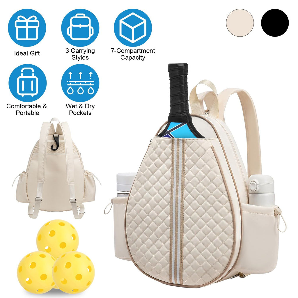 Pickleball Sling Bag for Men Women Waterproof Badminton Tennis Backpack with Wet Pocket Hidden Fence Hook Machine Washable GPCT5413