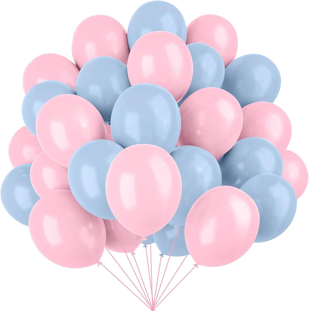 Pink and Blue Latex Balloons, 67 12 Inch Pink Blue Gender Reveal Balloons for Boy or Girl Gender Reveal Decorations Birthday Party Baby Shower Anniversary
