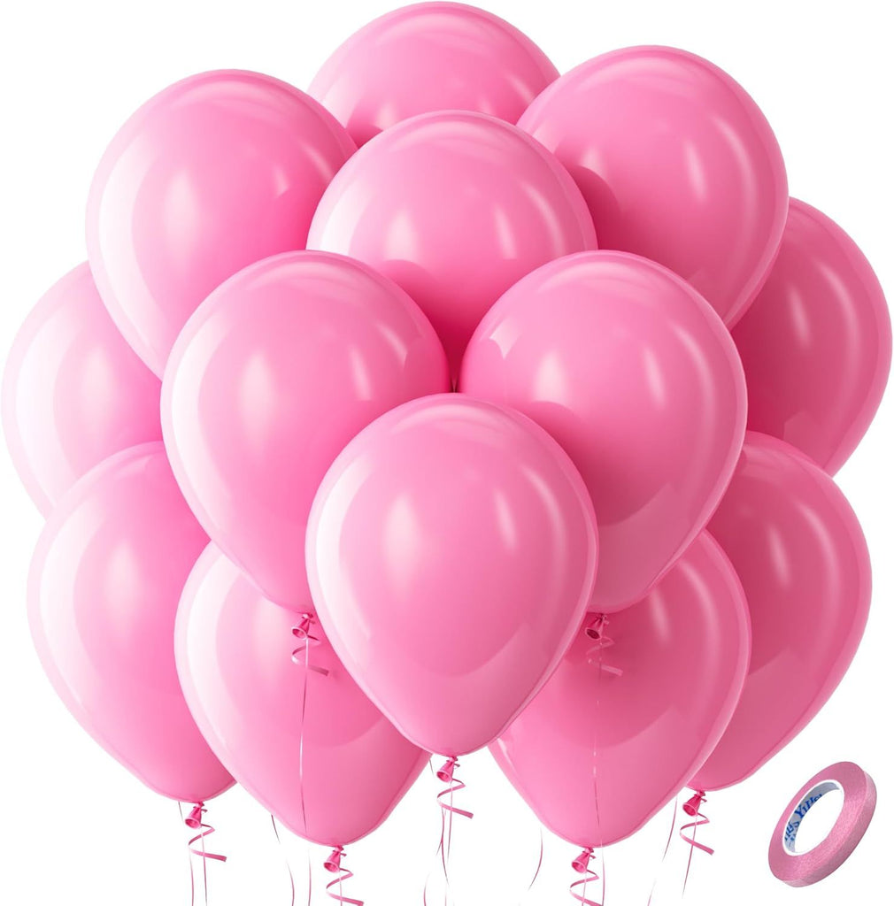 Pink Balloons Latex Party Balloons - 100 Pack 12 inch Round Helium Pink Balloons for Birthday Wedding Anniversary Bridal Shower Gender Reveal Party Decoration
