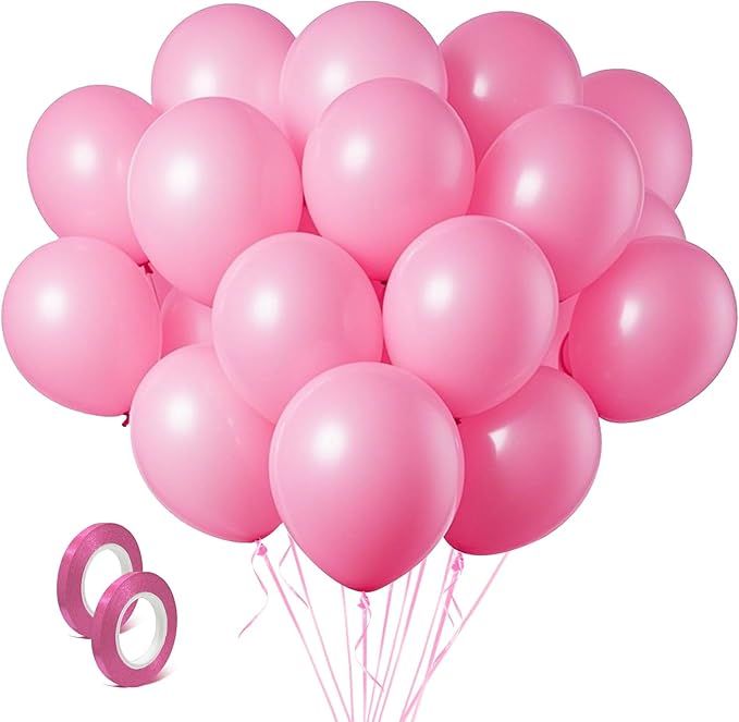 Pink Balloons Light Pink Birthday Decorations 100 Pack 12 inch Round Gender Reveal Ballons for Birthday Wedding Anniversary Baby Shower Gender Reveal Party Decoration