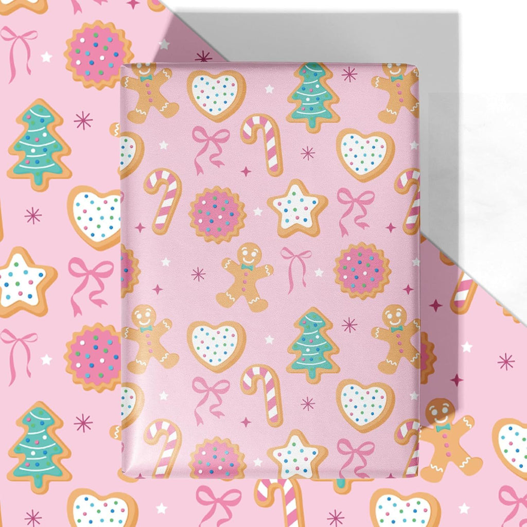 Pink Christmas Tree Wrapping Paper - 4 Jumbo Sheets, 28 * 40 Inches - Snowflake Xmas Gift Wrapping Paper, Perfect for Kids Adults Christmas' Gift and Winter