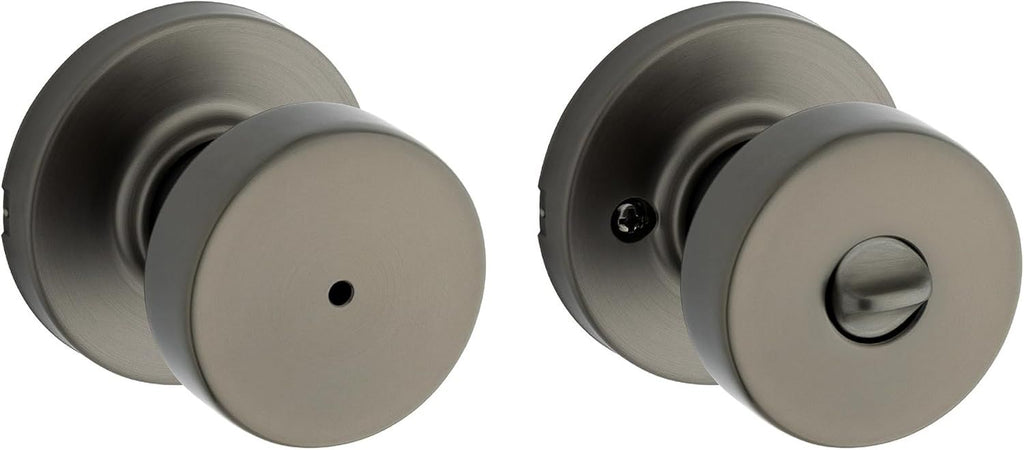 Pismo Interior Round Privacy Door Knob with Lock, Door Handle for Bathroom and Bedroom, Gunmetal Keyless Turn Lock Doorknob
