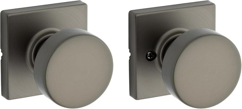Pismo Interior Square Passage Door Knob, Handle for Closet and Hallway Doors, Non-Locking Doorknob, Gunmetal