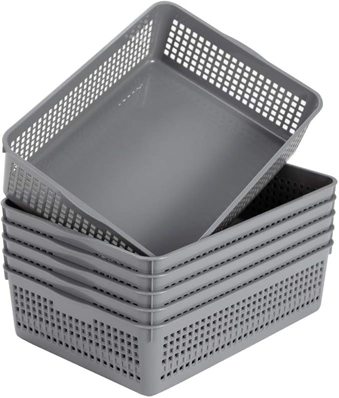 Plastic Organizing Baskets/Storage Tray Baskets,6-Pack