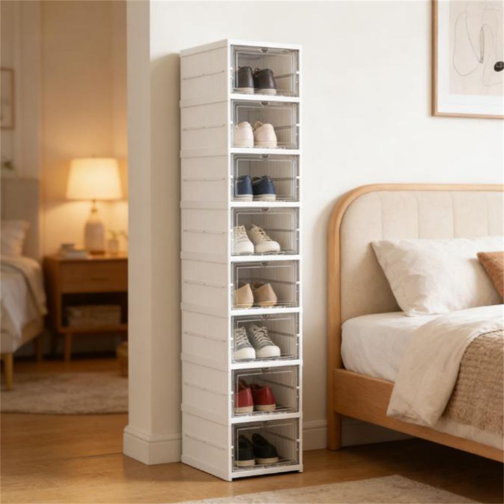 Plastic shoe box, shoe rack, storage rack, white