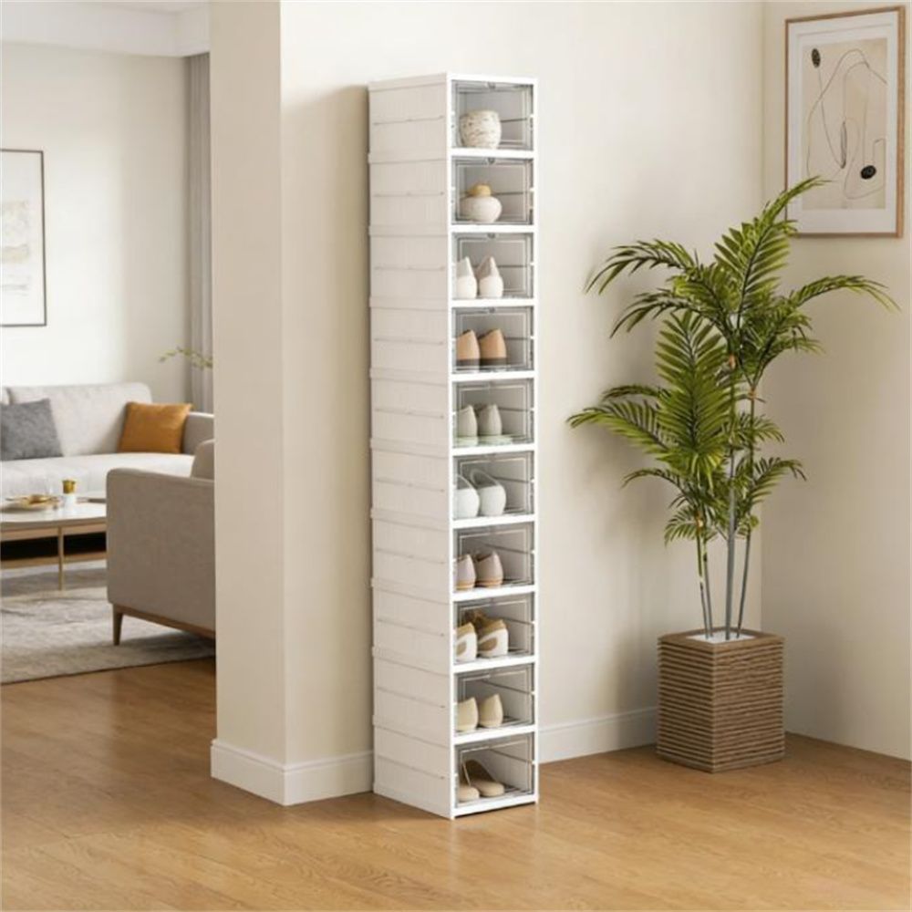 Plastic shoe box, shoe rack, storage rack, white