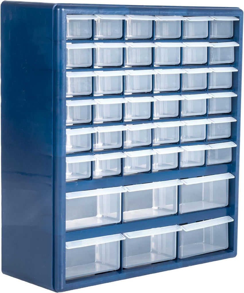 Plastic Storage Drawers – 42 Compartment Organizer – Desktop or Wall Mount Container for Hardware, Parts, Crafts, Beads, or Tools  10 Targets