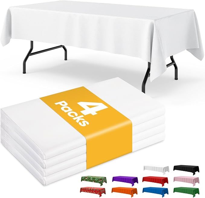 Plastic Table Cloth  4 Pack  Rectangle Disposable Tablecloths