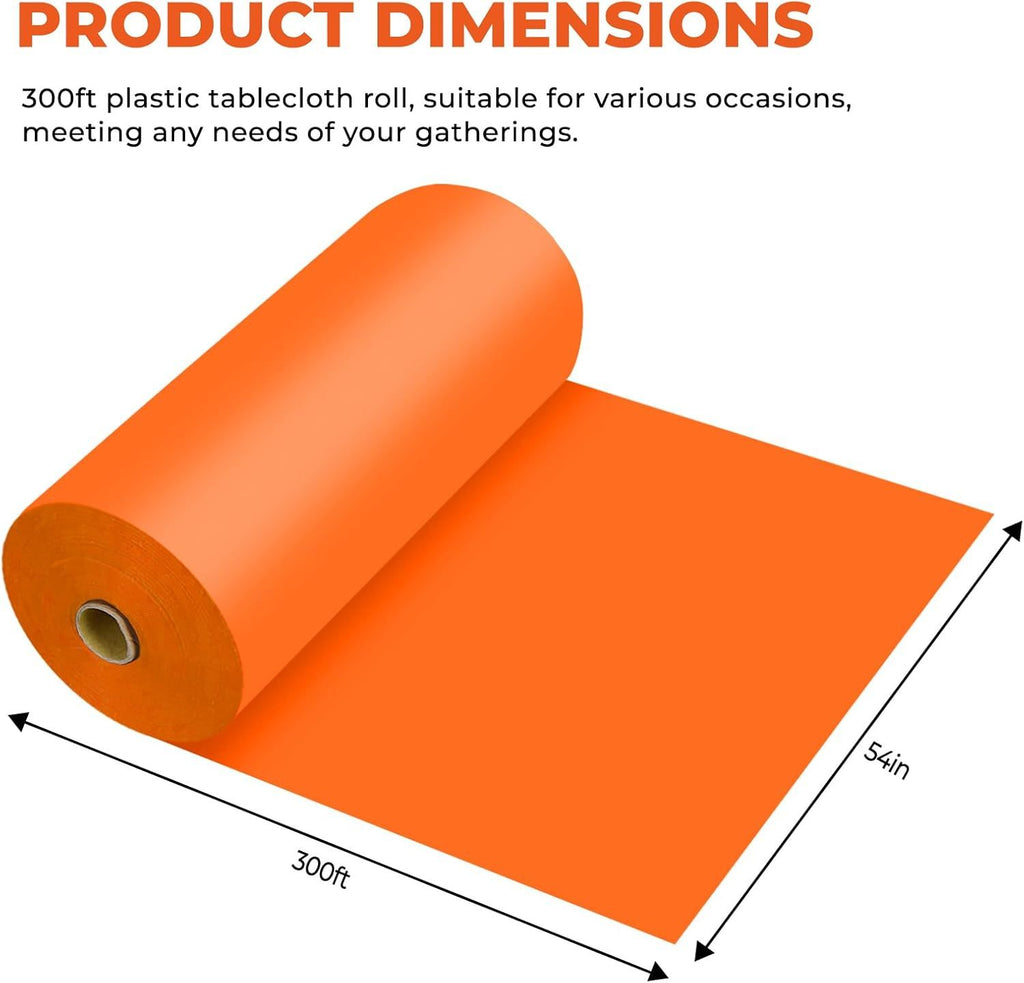 Plastic Table Cover Roll Premium Disposable Plastic Tablecloth for All Type/Shape Tables