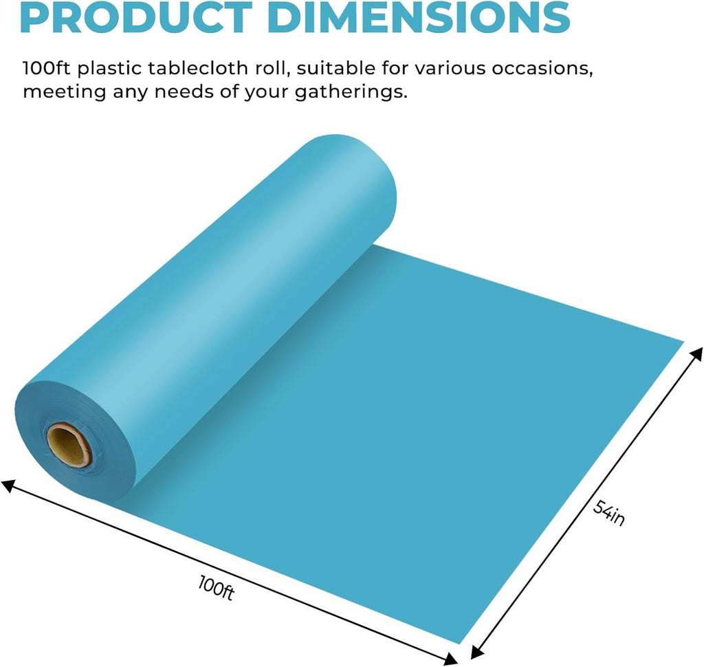 Plastic Table Cover Roll Premium Disposable Plastic Tablecloth for All Type/Shape Tables
