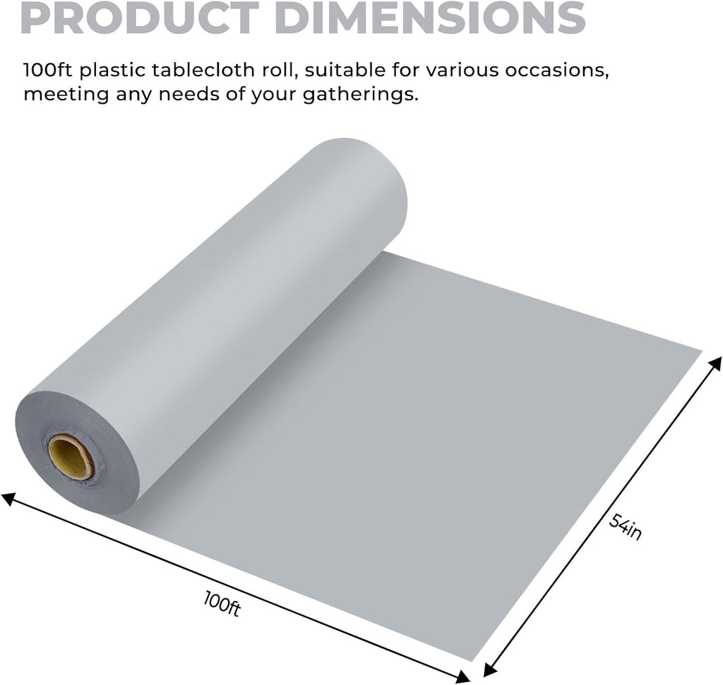 Plastic Table Cover Roll Premium Disposable Plastic Tablecloth for All Type/Shape Tables