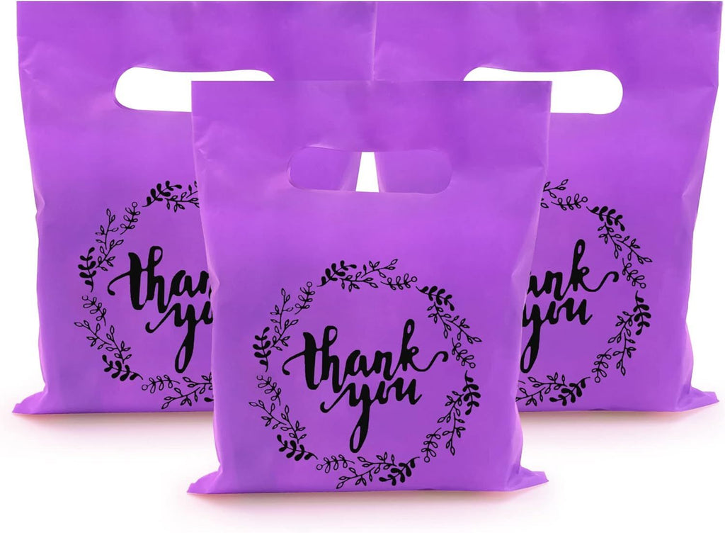 Plastic Thank You Merchandise Bags Party Present Bags Candy Cookie Treat Bags for Birthday Party Baby Shower Wedding Christmas Retirements