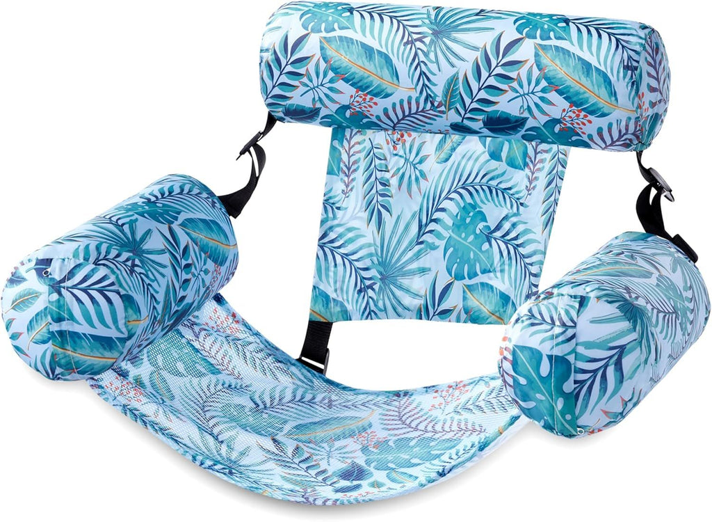 Pool Floats Chairs Adult,Inflatable Pool Lounge,Plant Pattern Floating Mat Hammock,Blow up Water Chairs Noodles rafts for Party Summer Water Beach Fun