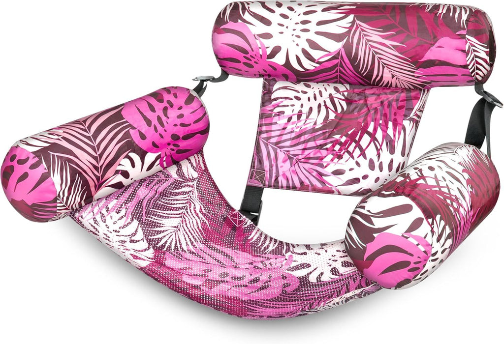 Pool Floats Chairs Adult,Inflatable Pool Lounge,Plant Pattern Floating Mat Hammock,Blow up Water Chairs Noodles rafts for Party Summer Water Beach Fun