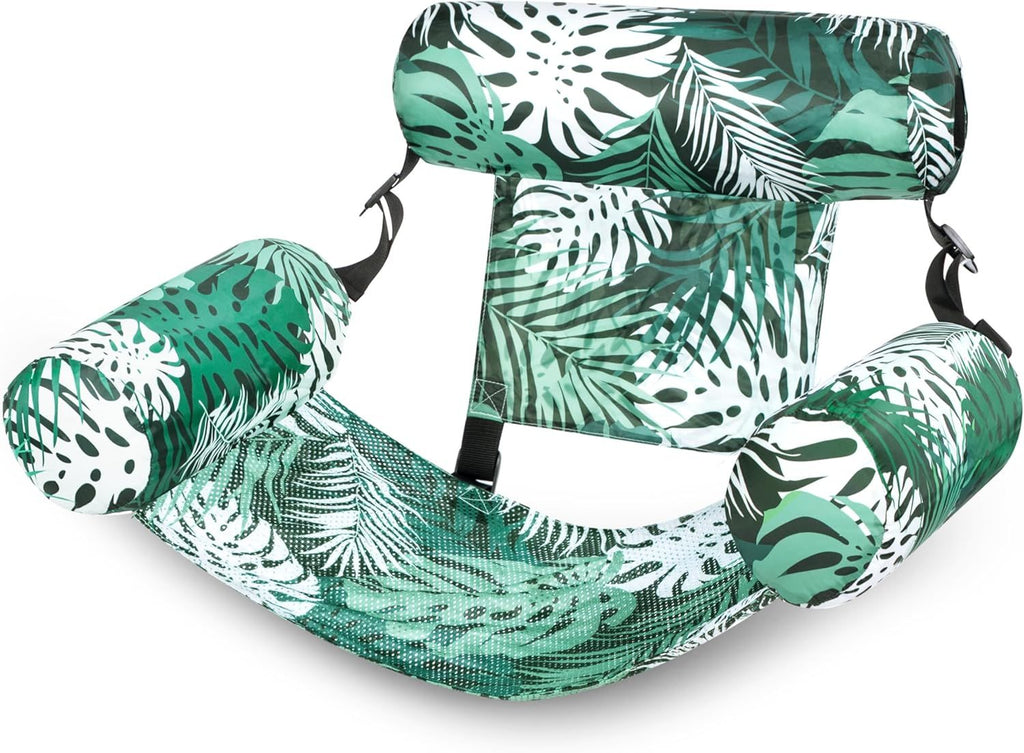 Pool Floats Chairs Adult,Inflatable Pool Lounge,Plant Pattern Floating Mat Hammock,Blow up Water Chairs Noodles rafts for Party Summer Water Beach Fun