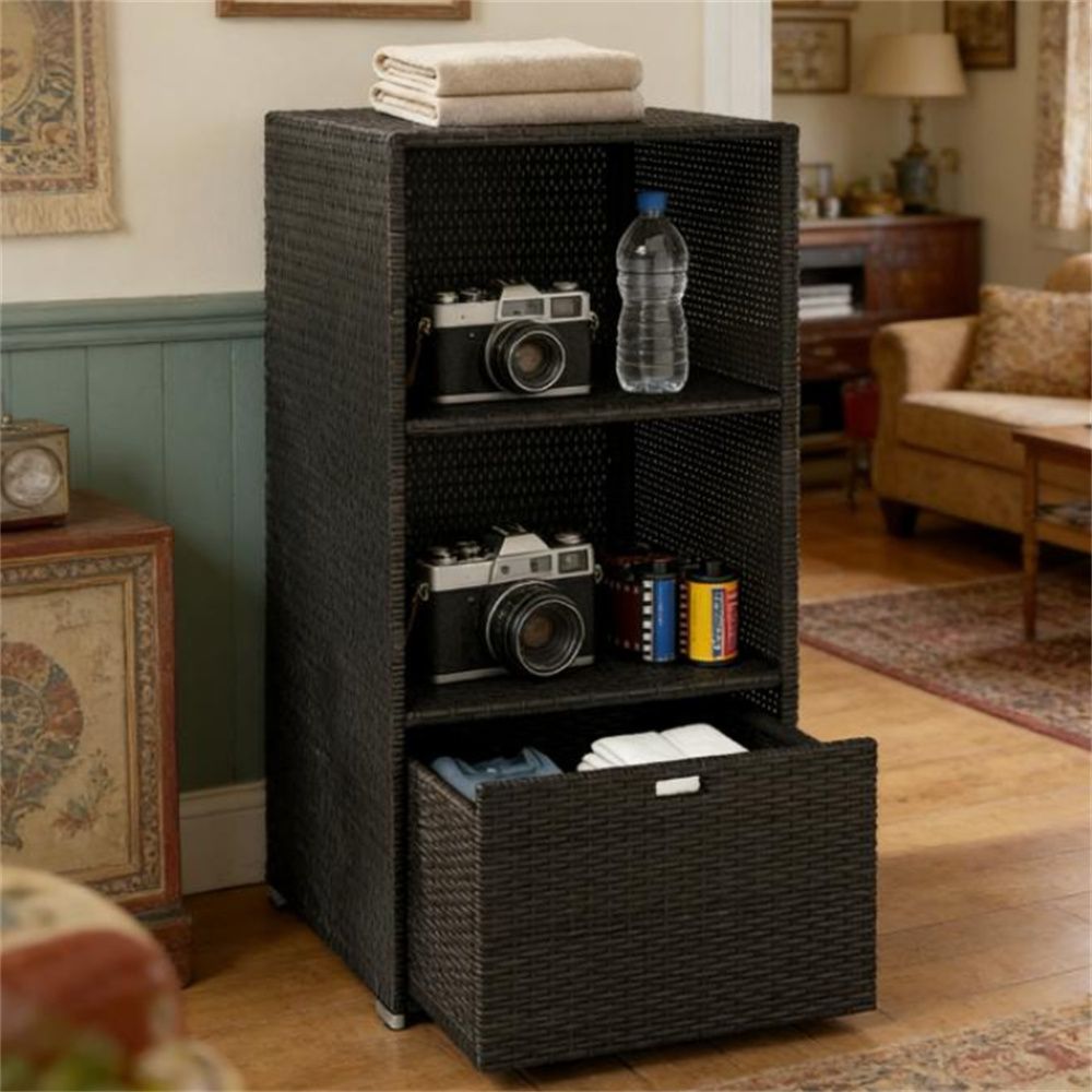 Pool towel rack, storage rack, storage cabinet, storage rack, shelf, dark brown