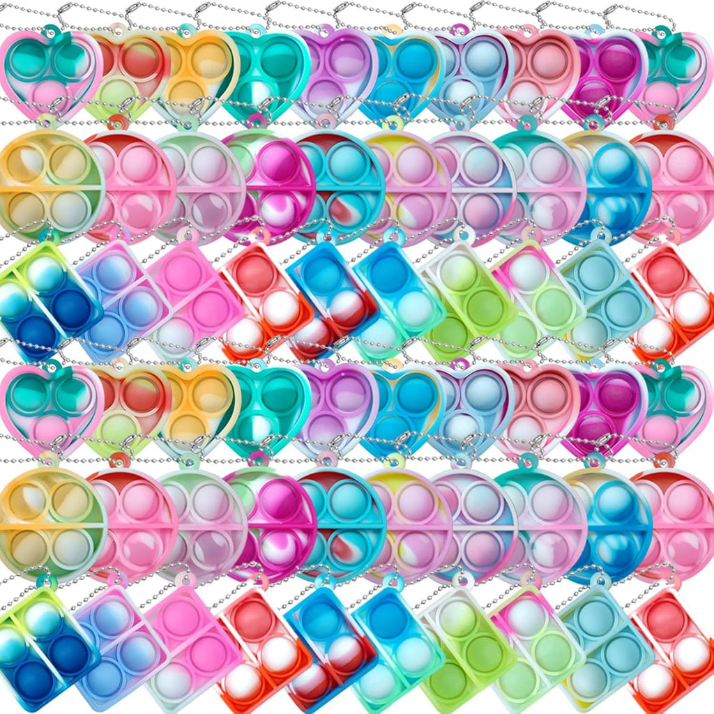 Pop Fidget Keychain, Mini Fidget Toys Bulk Kids Goodie Girls Bag Stuffers Fidgets