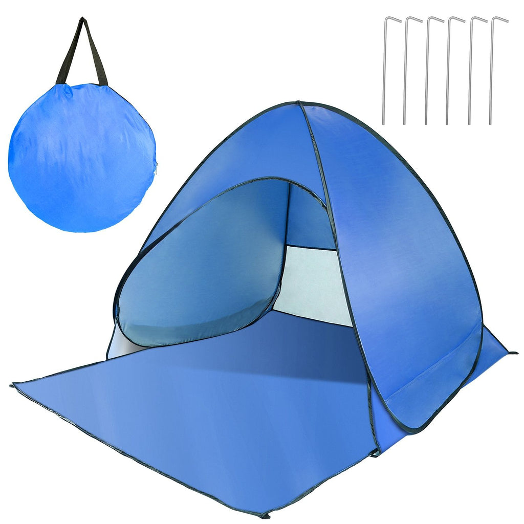 Pop Up Beach Tent Sun Shade Shelter Anti-UV Automatic Waterproof Tent Canopy for 2/3 Man w/ Net Window Storage Bag for Outdoor Beach Camping Fishing Use
