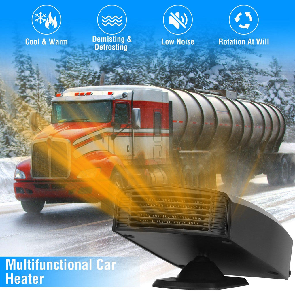 Portable Car Heater Heating Fan 2 in 1 Defroster Defogger Demister Windshield Heater Automotive Cooling Fan with 360°Rotating Base