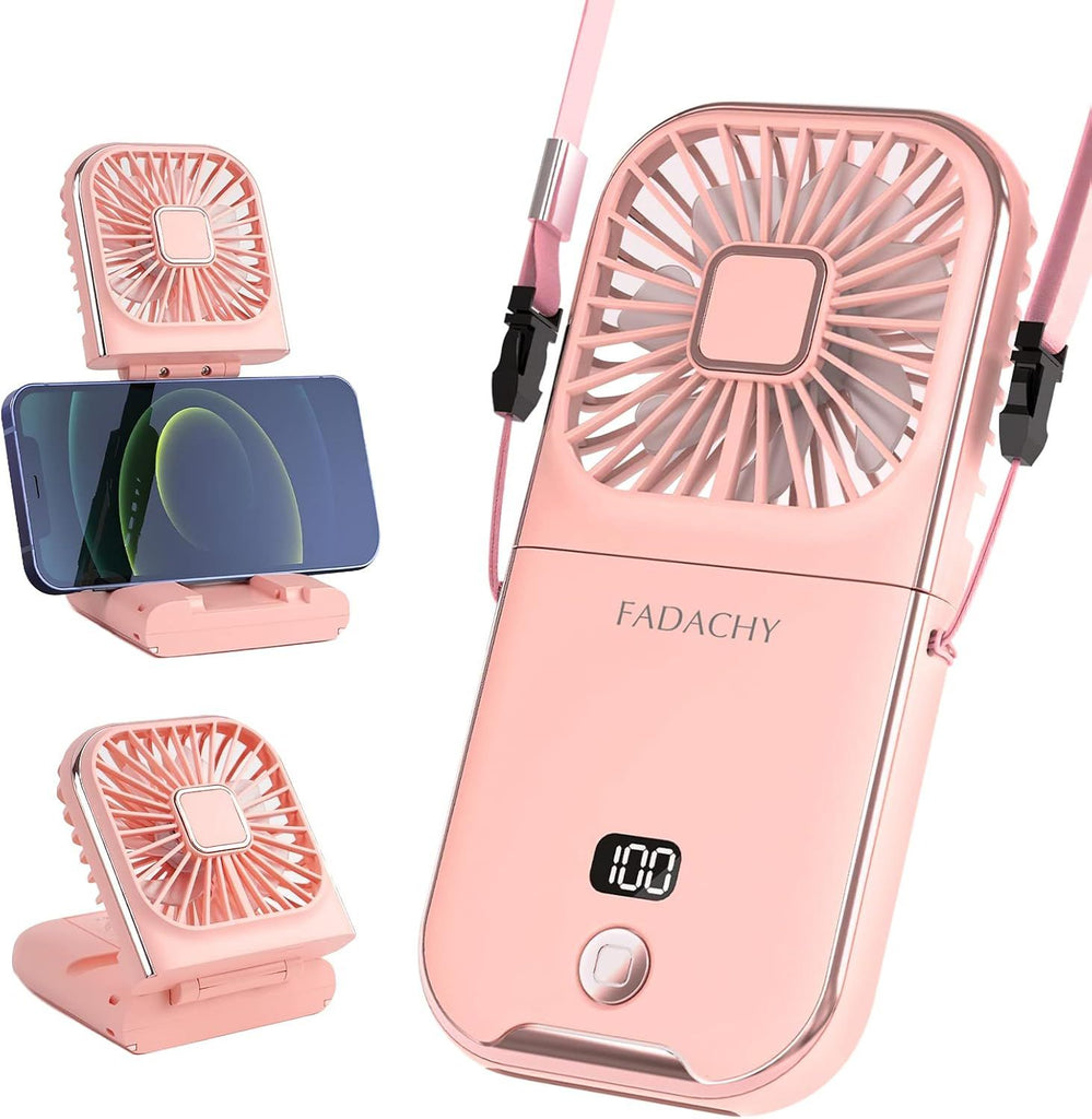 Portable Fan Rechargeable, Mini Handheld Fan,Electric Personal Fan 3000mAh Battery Operated Hand Held Fan with Lanyard,Small Fan for Desk Office Outdoor Indoor