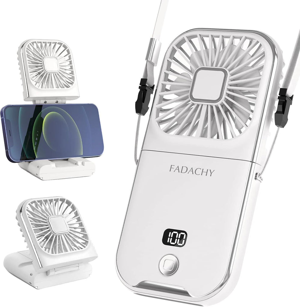 Portable Fan Rechargeable, Mini Handheld Fan,Electric Personal Fan 3000mAh Battery Operated Hand Held Fan with Lanyard,Small Fan for Desk Office Outdoor Indoor