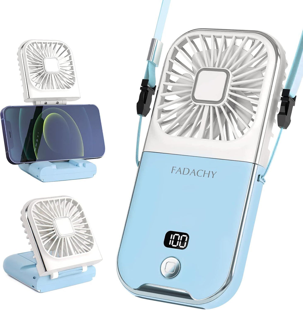 Portable Fan Rechargeable, Mini Handheld Fan,Electric Personal Fan 3000mAh Battery Operated Hand Held Fan with Lanyard,Small Fan for Desk Office Outdoor Indoor