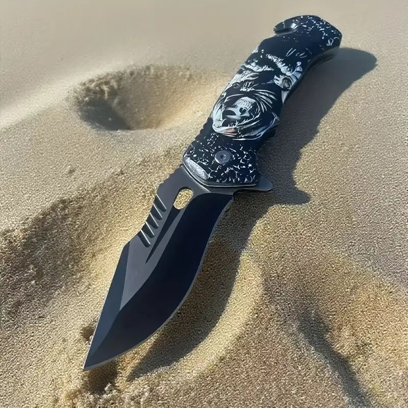 Portable Folding Knife For Camping, Hunting, Fishing, Hiking. With Broken Glass Function, Pocket Clip. A Gift For My Father.
