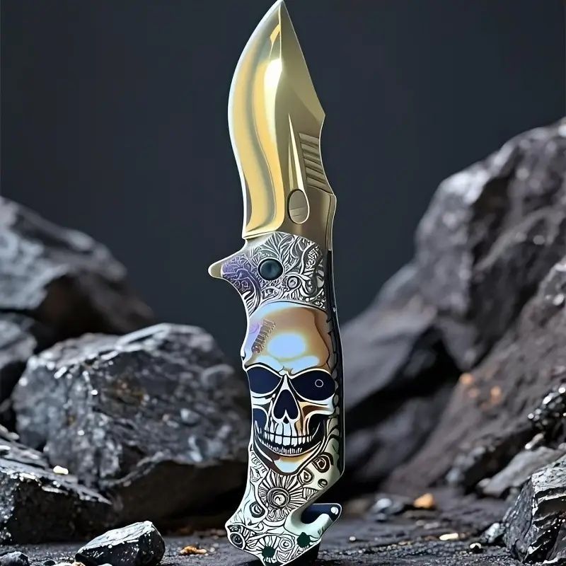 Portable Folding Knife For Camping, Hunting, Fishing, Hiking. With Broken Glass Function, Pocket Clip. A Gift For My Father.