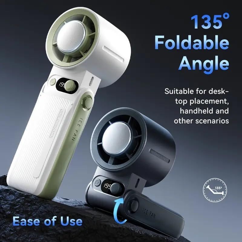 Portable Handheld Fan with Instant Ice-Cooling Technology, 199 Adjustable Speeds & High-Speed Turbo, 6000mAh 24H Rechargeable Battery, Digital Display, Perfect for Travel Camping Outdoor. (White)