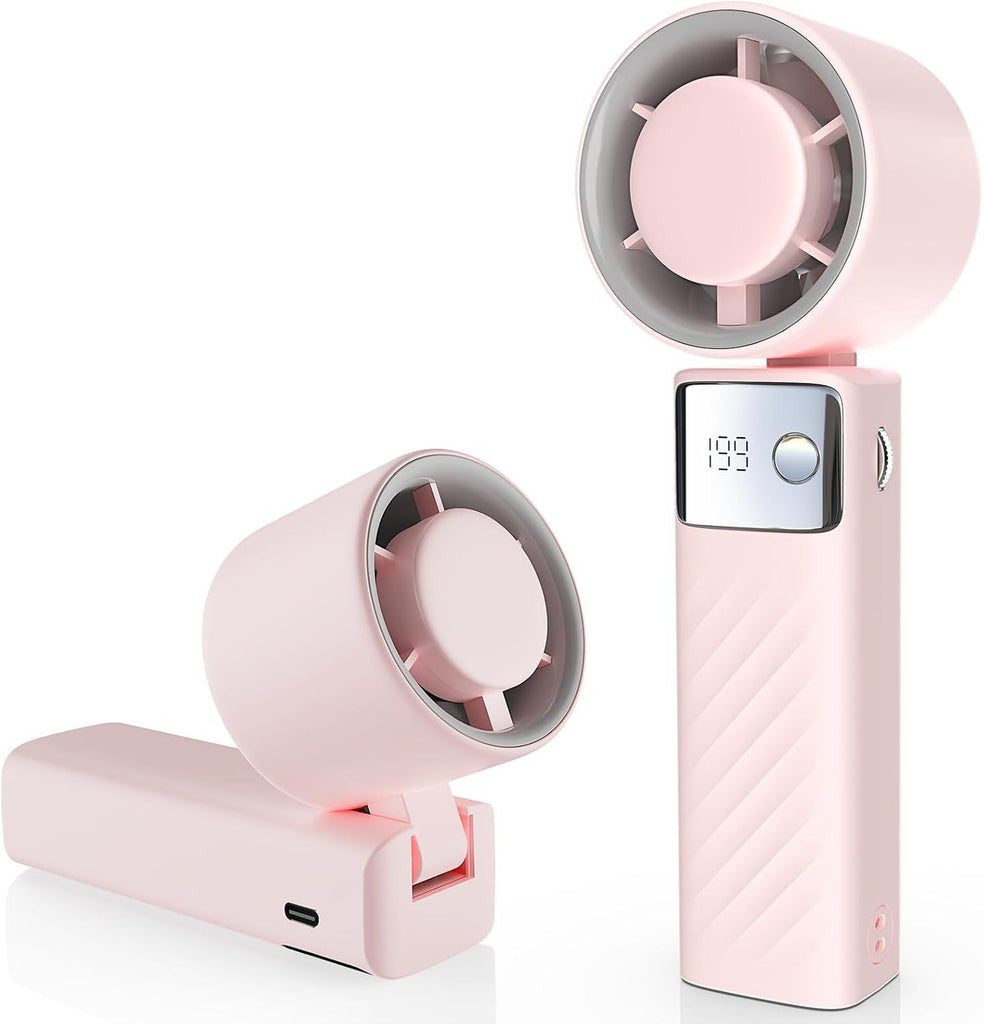 Portable Handheld Turbo Fan - Foldable Mini Fan with Air Turbo Tech, 1-199 Speed Adjustment, 20H Runtime, LED Display, Battery-Powered for Indoor/Outdoor Use