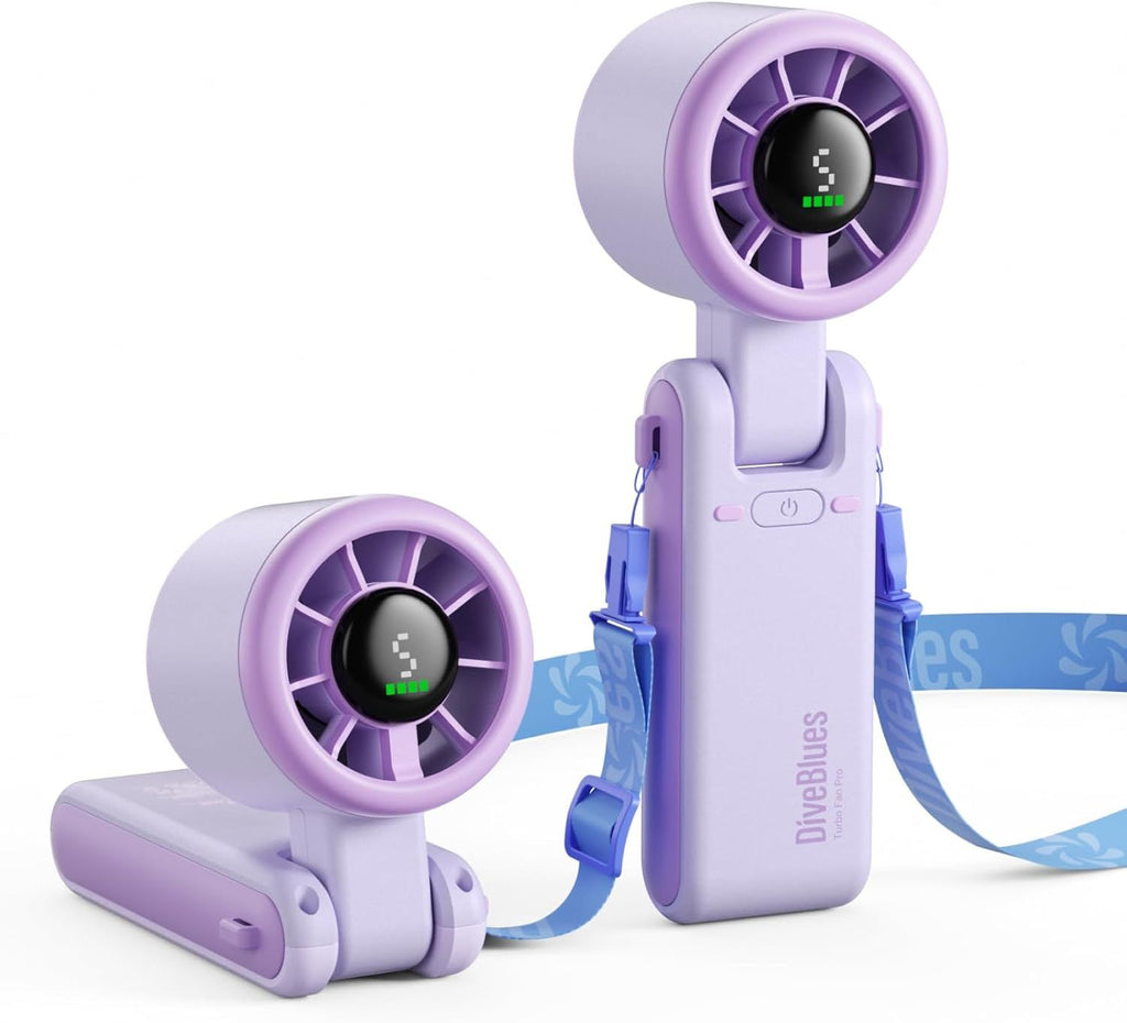 Portable Handheld Turbo Fan, 5 Gear Wind, Battery Operated, Up to 12 Working Hours, 3 IN 1 Hand Fan with Air Turbo Tech Cooling Fan for Outdoor Activities, Travel, Working