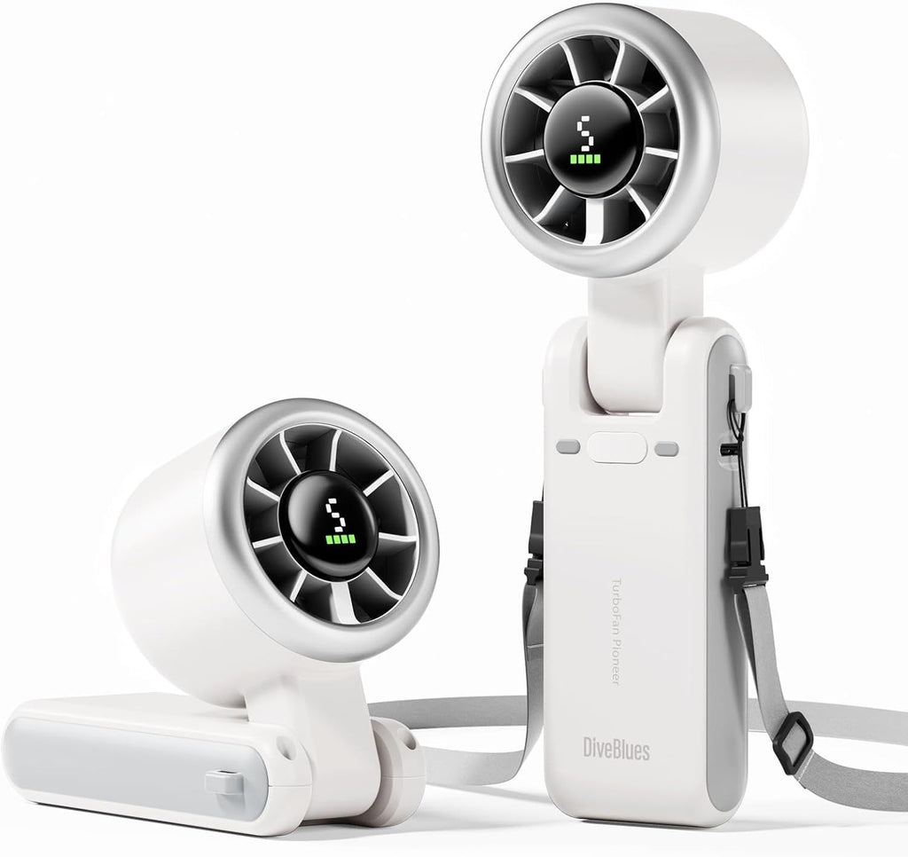 Portable Handheld Turbo Fan, 5 Gear Wind, Battery Operated, Up to 12 Working Hours, 3 IN 1 Hand Fan with Air Turbo Tech Cooling Fan for Outdoor Activities, Travel, Working
