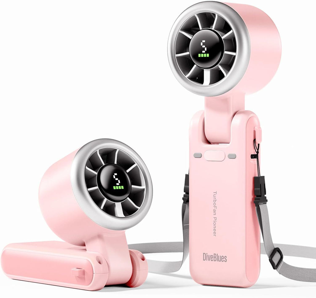 Portable Handheld Turbo Fan, 5 Gear Wind, Battery Operated, Up to 12 Working Hours, 3 IN 1 Hand Fan with Air Turbo Tech Cooling Fan for Outdoor Activities, Travel, Working