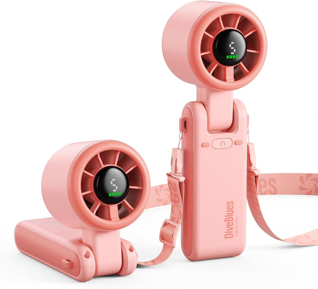 Portable Handheld Turbo Fan, 5 Gear Wind, Battery Operated, Up to 12 Working Hours, 3 IN 1 Hand Fan with Air Turbo Tech Cooling Fan for Outdoor Activities, Travel, Working