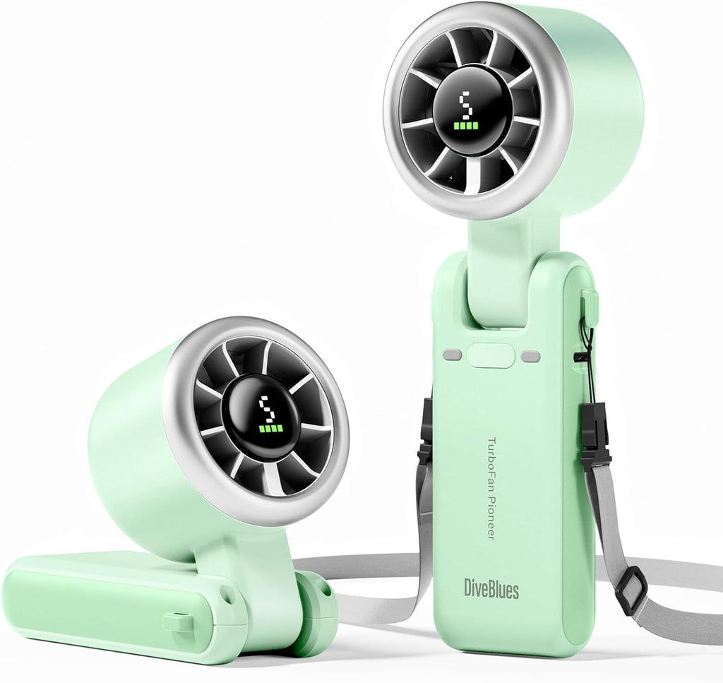 Portable Handheld Turbo Fan, 5 Gear Wind, Battery Operated, Up to 12 Working Hours, 3 IN 1 Hand Fan with Air Turbo Tech Cooling Fan for Outdoor Activities, Travel, Working