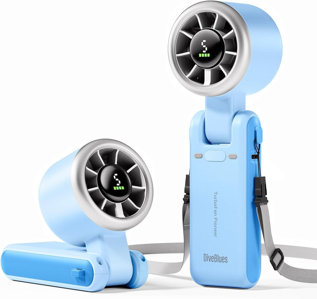 Portable Handheld Turbo Fan, 5 Gear Wind, Battery Operated, Up to 12 Working Hours, 3 IN 1 Hand Fan with Air Turbo Tech Cooling Fan for Outdoor Activities, Travel, Working