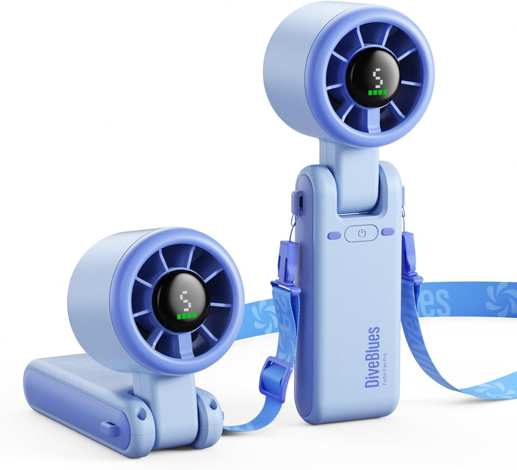 Portable Handheld Turbo Fan, 5 Gear Wind, Battery Operated, Up to 12 Working Hours, 3 IN 1 Hand Fan with Air Turbo Tech Cooling Fan for Outdoor Activities, Travel, Working