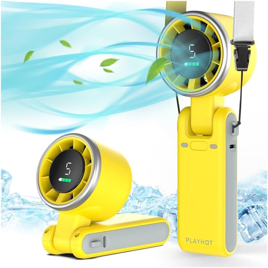 Portable Handheld Turbo Fan, 5-Speed Personal Fans, 5000mAh Rechargeable Fans Up to 12 Hours, Weight only 0.6lb Small Fan, Hand/Neck/Desk Fan 3 IN 1, Beach Vacation Essentials